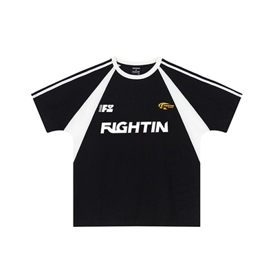 夏季宽松版三条杠插肩袖T恤