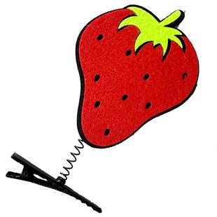 可爱无纺布水果樱桃苹果草莓香蕉弹簧夹顶夹摇摇夹头发夹卡子儿童