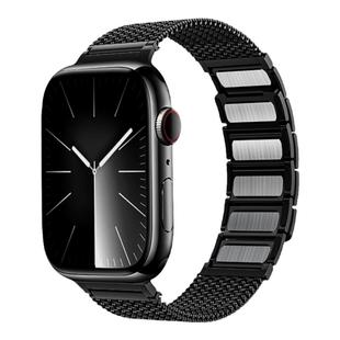 适用苹果手表表带S11磁吸编织iwatch S10不锈钢带男夏天applewatch S9/8/7金属链式新款ultra3创意透气钢带女
