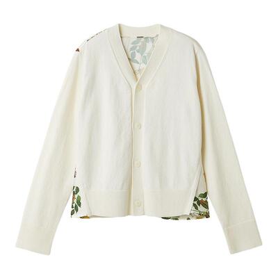 Mila Owen26春夏新品花卉衬衫拼接羊绒混纺针织开衫09WND261907