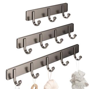 四季沐歌挂钩免打孔浴室卫生间墙上太空铝粘钩厨房厕所门后挂衣钩