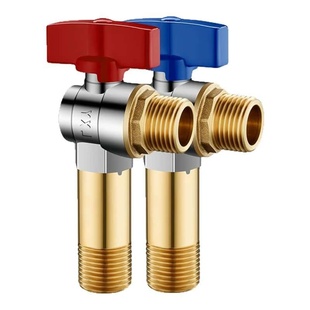 全铜加长三角阀家用燃气热水器球芯球阀大流量出水冷热水开关通用