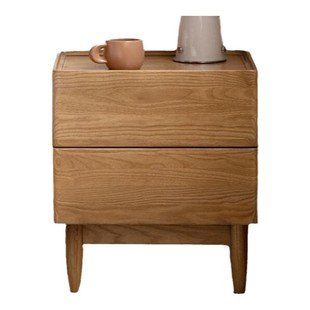 源氏木语西物实木床头柜原木风床边柜卧室橡木储物柜智能锁小柜子