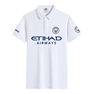 2024曼城英超夺冠军纪念四连冠足球迷服polo衫男女翻带领短袖T恤