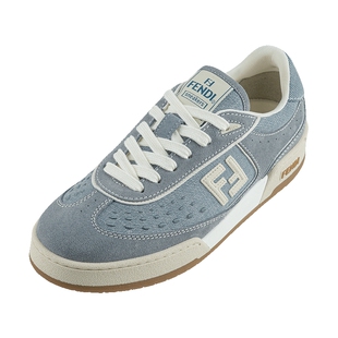 FENDI芬迪女经典Match牛仔布圆头系带低帮板鞋女士2025新款XY推广