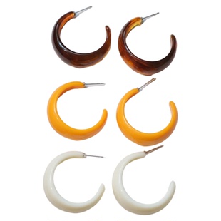《时尚杂志》法式复古C形大圈琥珀色秋冬夸张高级感耳圈耳环耳夹