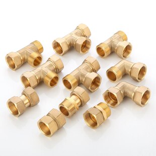 1寸铜活接三通内外丝带活接弯头直接热水器一进二出水管接头配件