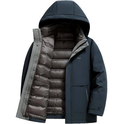 雪中飞连帽内胆可脱卸鹅绒羽绒服