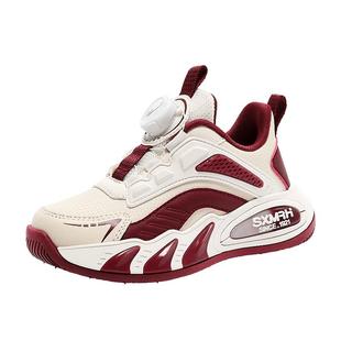 双星男童鞋子秋季男孩运动软底轻便减震篮球鞋女童旋转纽扣跑步鞋