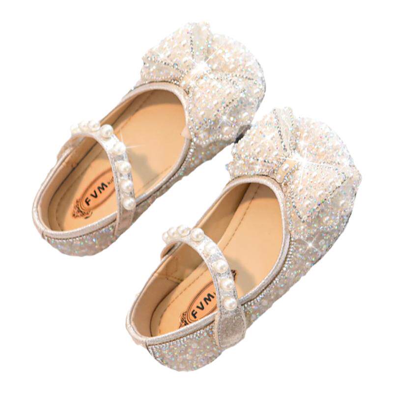 公主鞋女童鞋子儿童小皮鞋2025新款秋季水晶女孩女宝闪亮晶晶礼服
