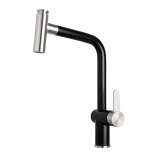 科恩纳厨房石英石抽拉式万向冷热水龙头可旋转洗菜盆龙头立式单孔