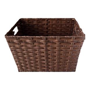 轻奢美式仿藤编家用脏衣服收纳筐零食玩具桶网红款编织篮子脏衣篓