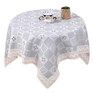客厅小圆桌桌布正方形方桌台布梳妆田园格子盖布茶几布长方形家用