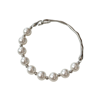 方糖家纯银施家珍珠半镯手镯