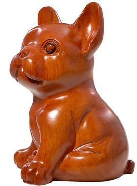 仿真黄花梨木雕小狗复古怀旧客厅