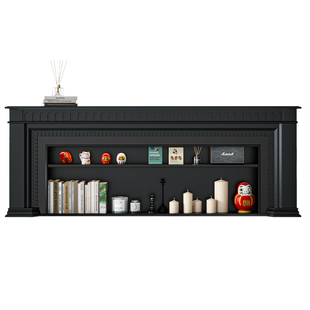 吉森木业美式壁炉电视柜全实木黑色法式客厅新款装饰落地柜玄关柜