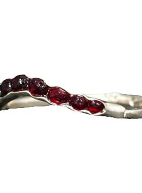 纯银14K金18K金天然石榴石戒指