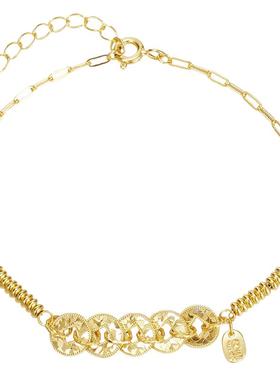 S925纯银钱币碎冰冰五帝币手链