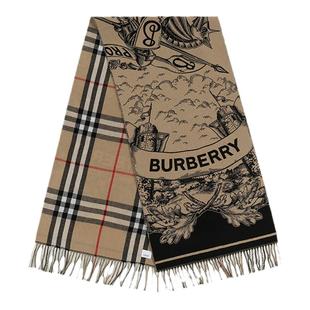 BURBERRY 男女同款格纹双面两用长方形流苏围巾披肩8073768