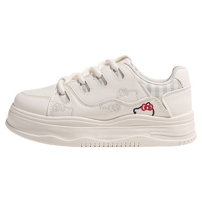 韩版奶fufu刺绣HelloKitty绑带大头鞋子女厚底女鞋校园2025新款