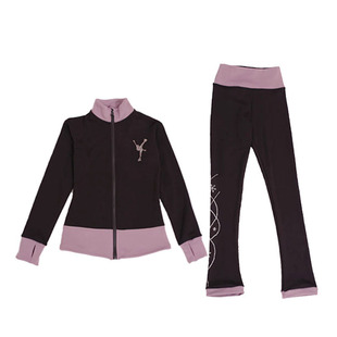 成人女童花样滑冰训练服套装长袖上衣长裤加绒保暖防水高弹两件套