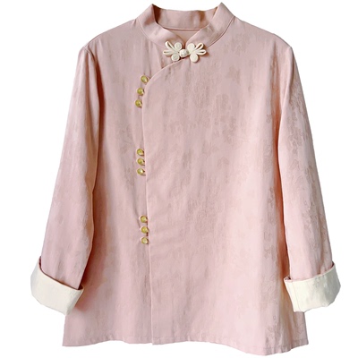 棉麻衬衫女装长袖春装民族风复古盘扣新中式汉服茶服小开衫上衣
