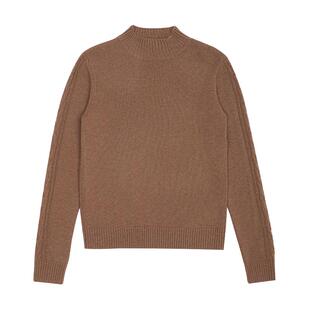 鹿王100%山羊绒衫女半高领纯色针织衫毛衣内搭加厚打底25年秋冬新