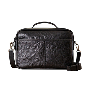 后步原创真皮男士单肩斜挎包高级感植鞣牛皮通勤百搭手提邮差包潮