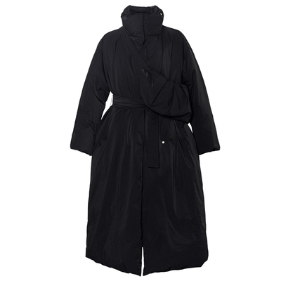 罗衣高级保暖纯色宽松长款羽绒服