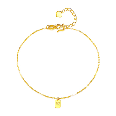 百泰首饰福字方牌黄金手链足金999手串时尚O字链子手饰女友生日礼