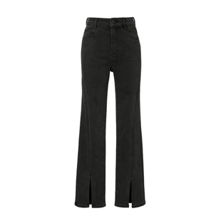 艾诺丝雅诗 复古高腰喇叭牛仔裤女冬季厚款百搭抓绒长裤31013203