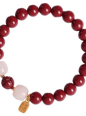 【普陀山正品】天然朱砂莲花手串