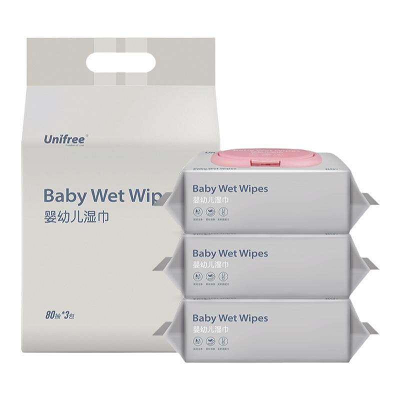 unifree手口屁湿巾80抽3包/提