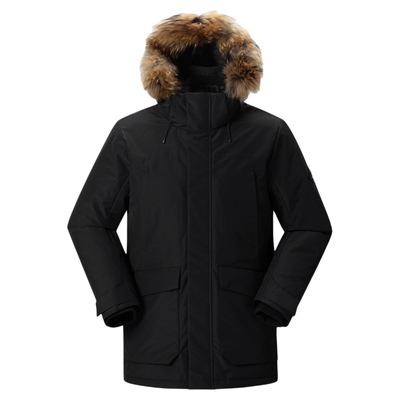 Lafuma/乐飞叶秋冬防风防泼水派克鹅绒羽绒服男可拆卸大毛领保暖