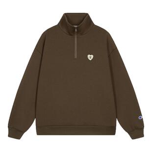 Champion冠军卫衣女25秋季新款美式空气层休闲半拉链立领宽松上衣