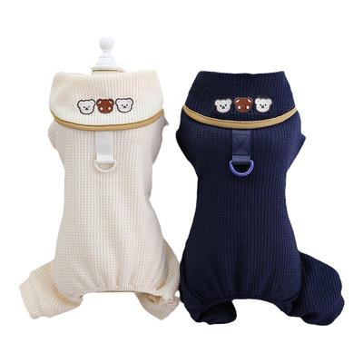 狗衣服春秋带牵引扣四脚夏季幼犬