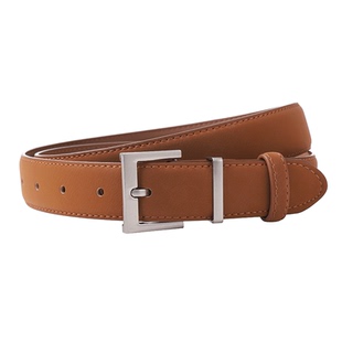 芝士商店~复古棕色真皮腰带女款秋冬小众设计感牛皮裤带配饰皮带