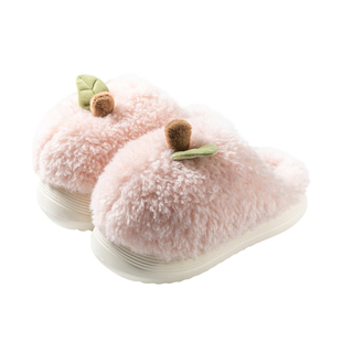 可爱苹果棉拖鞋女士2025新款秋冬季家居室内防滑毛绒保暖拖鞋冬天