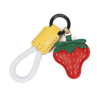 手工皮革莓烦恼有趣的包包挂件草莓钥匙扣挂饰小众设计创意礼物