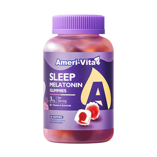 AmeriVita褪黑素软糖睡眠片安瓶GABA氨基丁酸舒缓解抗压力大情绪