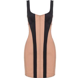 PINKO女士修身拼接吊带短款连衣裙103034A1MX