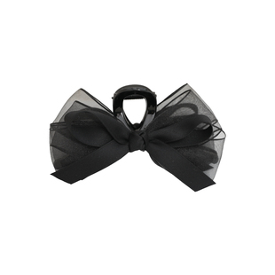 黑色网纱蝴蝶结抓夹发量多盘发夹子头饰高级感气质后脑勺鲨鱼夹女