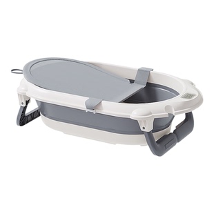 婴儿浴盆宝宝折叠洗澡盆可坐可躺婴儿洗澡盆0-5岁便携感温洗澡盆