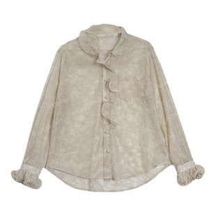 利达 NEW DADADA【荷叶纱蕾丝】超好看衬衫女高级感轻奢减龄洋气