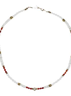 waki火山石项链米珠锁骨链首饰