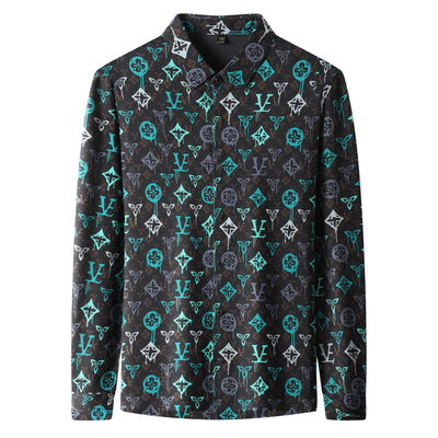 2025翻领长袖潮流印花衬衫