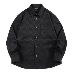 太平鸟男装 潮流休闲衬衣男秋季黑色渐变老花长袖衬衫男潮