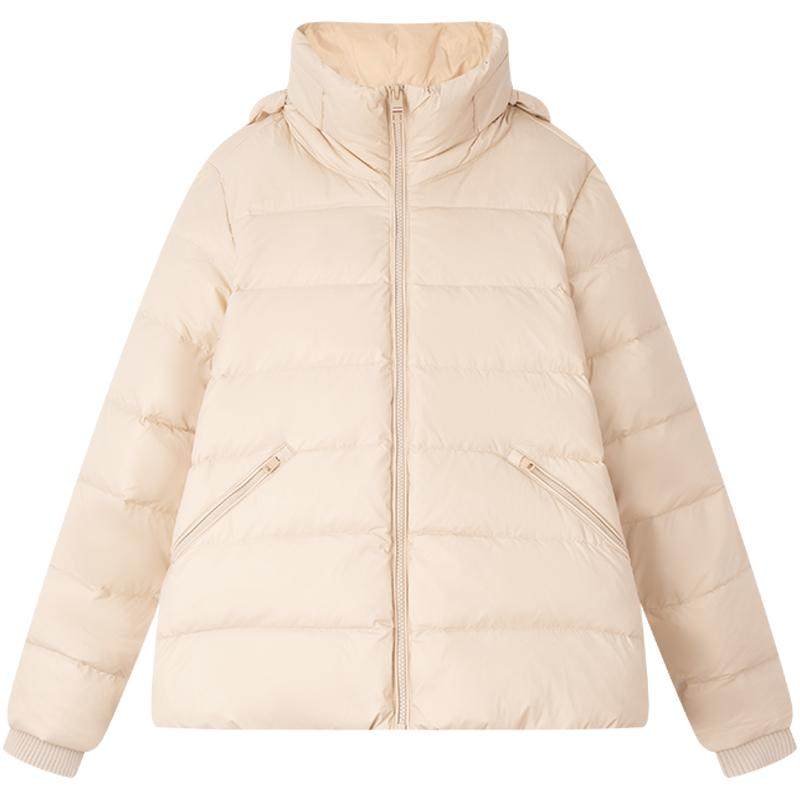 Tommy女鸭绒镶边可收纳帽羽绒服