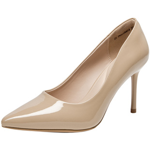 大东裸色尖头高跟鞋女2026新款春季一脚蹬女鞋气质浅口单鞋通勤鞋