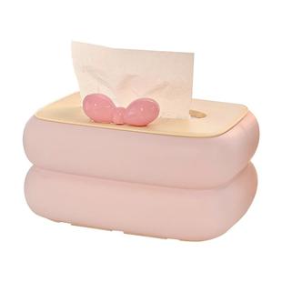 奶油风撞色纸巾盒ins风简约桌面抽纸盒可爱盒子床头办公室纸抽盒